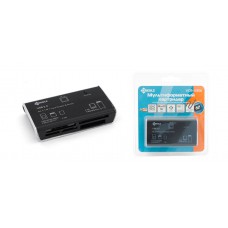 Картридер KREOLZ VCR-530b, CF, SDXC, SDHC, слот micro SD и M2, съемный USB кабель 1 метр, черный.